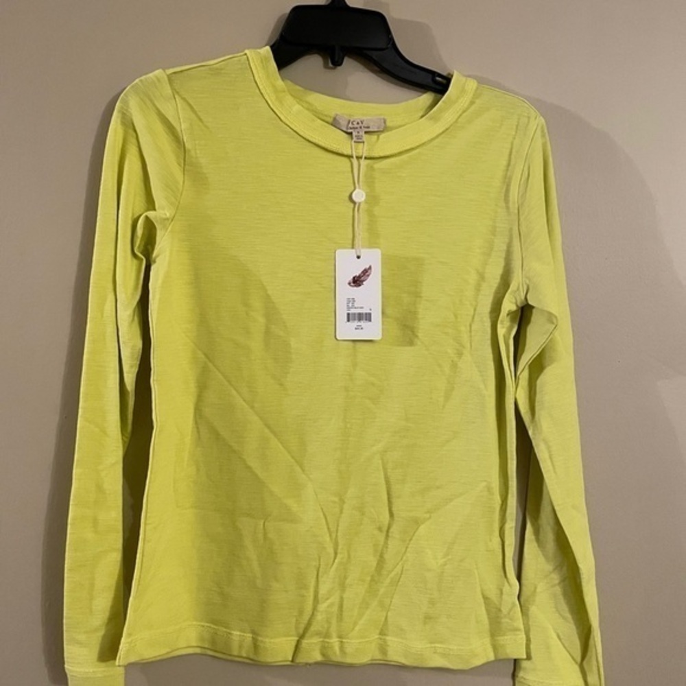 Chelsea & Violet Long Sleeve Yellow Scoop Neck Top Size Small New